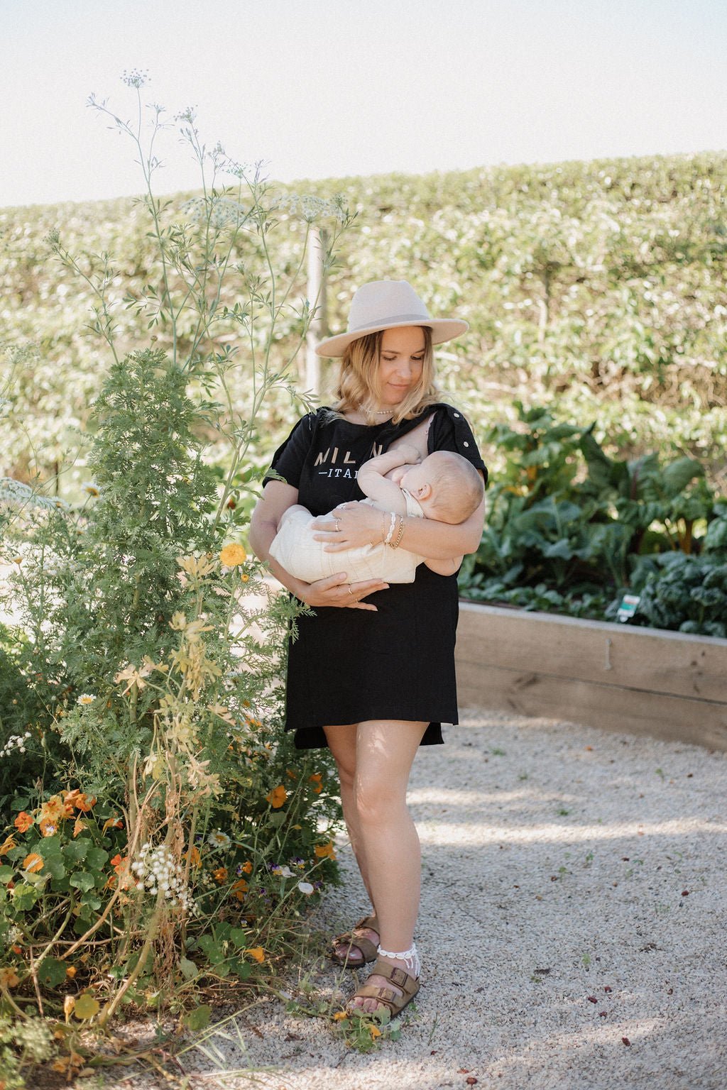 Black mini dress with breastfeeding access