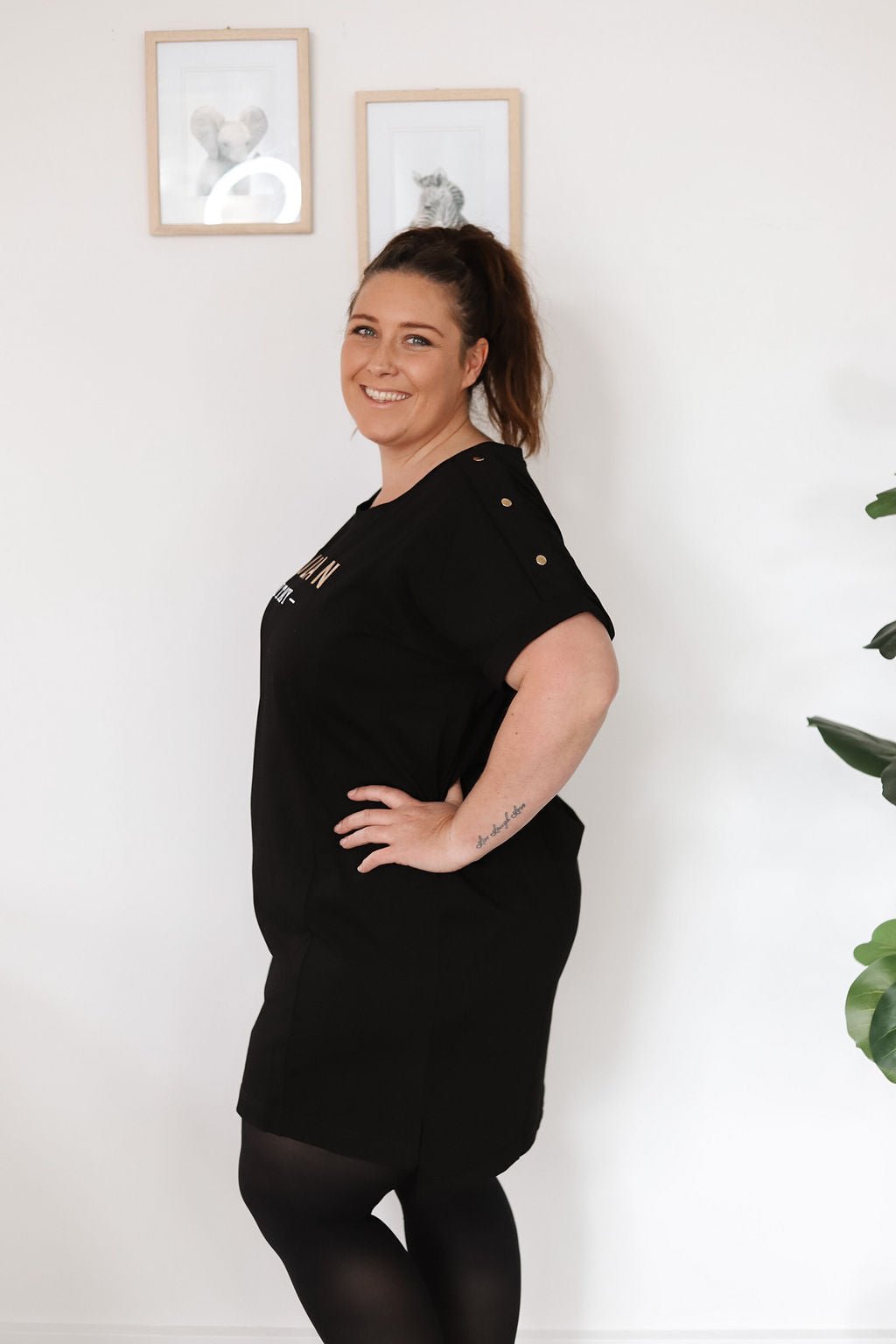 Black mini dress with breastfeeding access