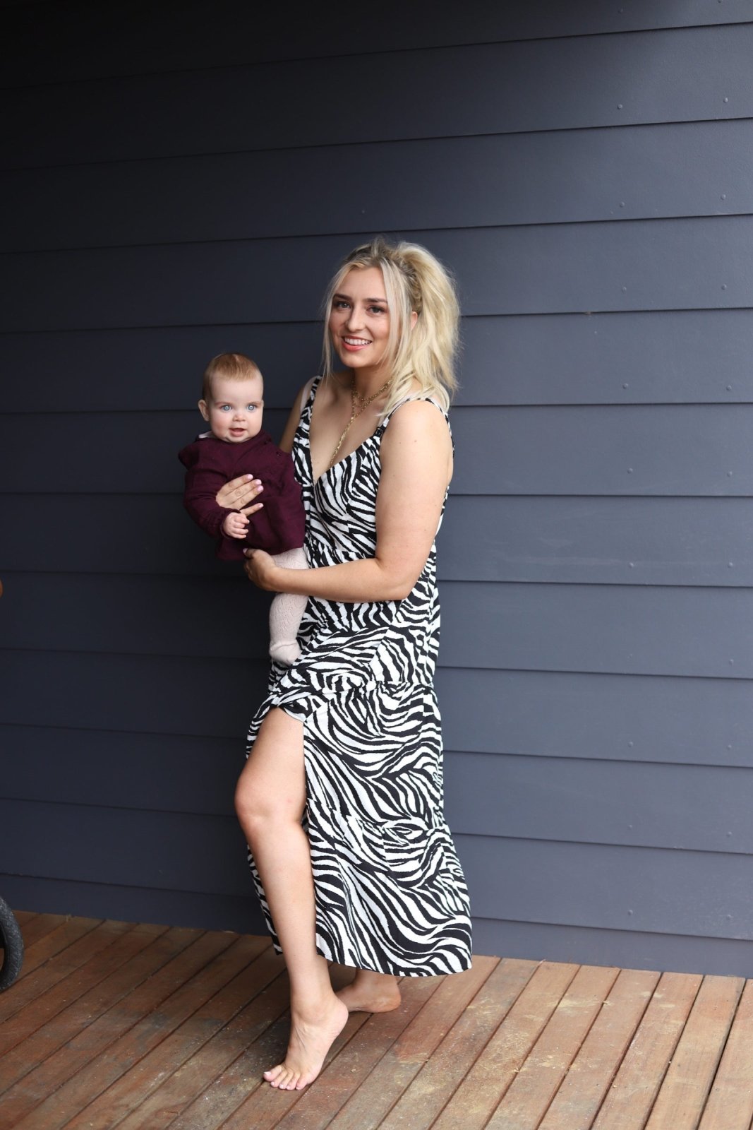Zebra Print Nursing Maxi Dress