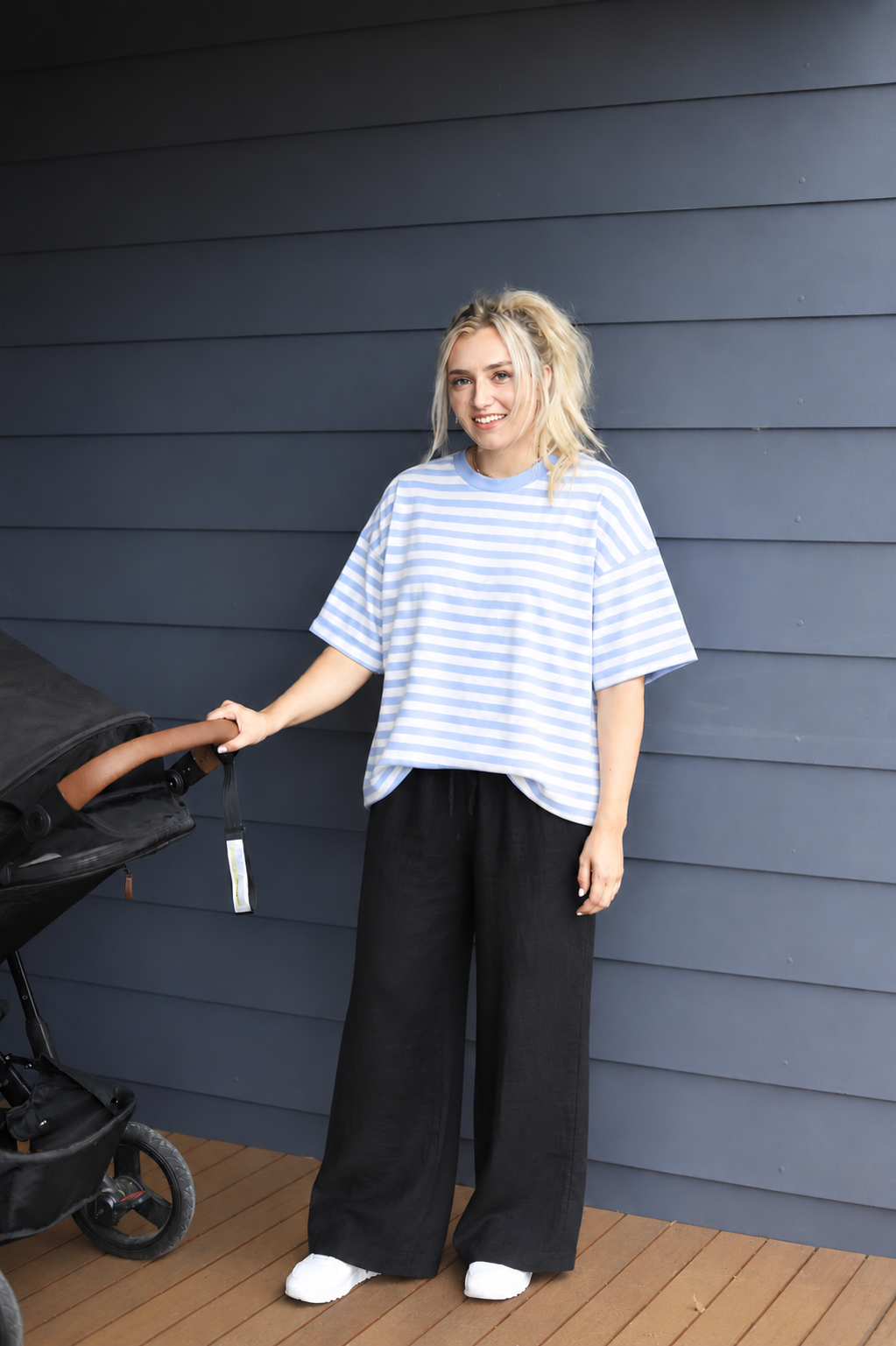 Stripe Nursing Tee - Oversized Fit