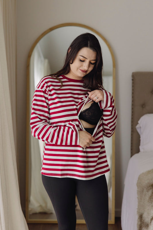 Stripe Long Sleeve Nursing Tee
